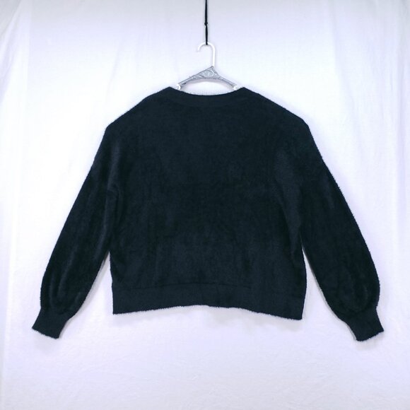 Halogen Women Black Mohair Fuzzy Cropped Soft Sweater Plus Size 100% Nylon - Picture 10 of 15
